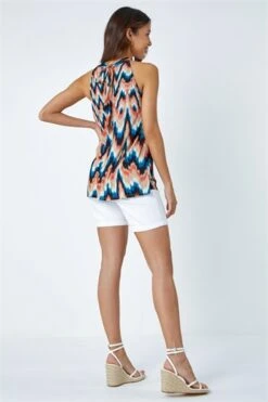 Blue Abstract Print Halterneck Dress -Outlet Modi Qube Store 4a563c70 c461 499f 8b3d d48bcbb9d17f