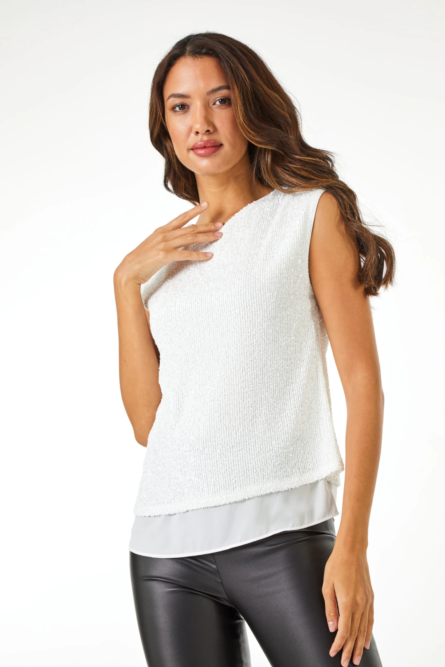 Ivory Sequin Tie Back Detail Top 4 Ivory Sequin Tie Back Detail Top - Image 2