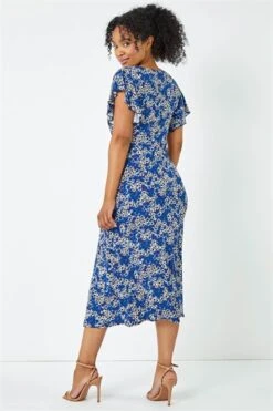 Navy Petite Floral Print Stretch Dress -Outlet Modi Qube Store 4d561f48 6584 47e7 9172 45786466bb11