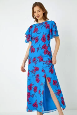 Blue Floral Tiered Sleeve Maxi Dress -Outlet Modi Qube Store 4d9b68b1 d3b5 4315 99e3 16be6481b4e0