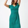 Green Leopard Print Ruched Midi Dress -Outlet Modi Qube Store 4db9df8e ad37 4dba a8f9 46b4f8134840