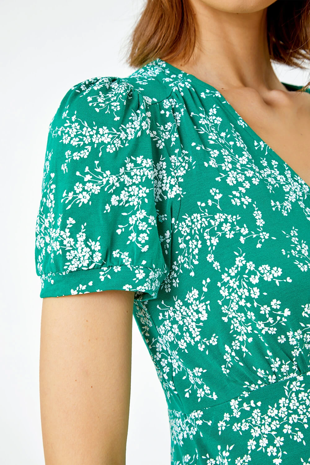 Green Ditsy Floral Print Stretch T-Shirt 7 Green Ditsy Floral Print Stretch T-Shirt - Image 5