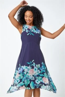 Navy Petite Floral Border Print Top -Outlet Modi Qube Store 4ece0d61 509f 4a39 9d3d 4dcc4a5be3e0