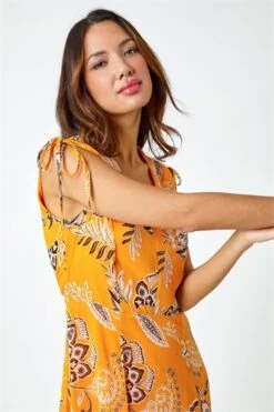 Yellow Sleeveless Floral Halter Neck Midi Dress -Outlet Modi Qube Store 4ee3cde9 ce88 4e93 b07c 57d9934ed751