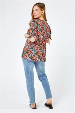 Red Petite Floral Print Stretch T-Shirt -Outlet Modi Qube Store 4ef9d91b 42e0 4649 86cd 99bdcfc02f48