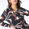 Black Abstract Swirl Jersey Stretch Shirt