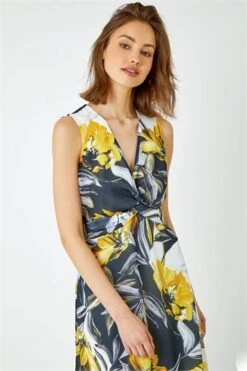 Green Limited Abstract Twist Detail Stretch Dress
