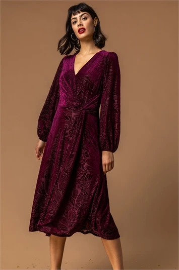 Midnight Blue Petite Animal Print Burnout Midi Dress 6 Midnight Blue Petite Animal Print Burnout Midi Dress - Image 4