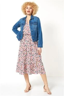 Navy Stretch Jersey Spot Midi Dress -Outlet Modi Qube Store 5232371c a41d 4137 850f f8e97cf02ce8