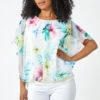 White Petite Floral Print Blouson Top -Outlet Modi Qube Store 523ec320 a78c 4829 bad3 22c428225421