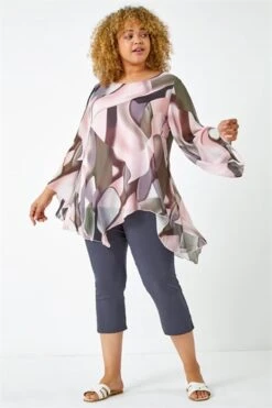 Turquoise Curve Stretch Jersey Cape Sleeve Top -Outlet Modi Qube Store 527be91d 2033 46d1 a939 7d56fec9d8ed