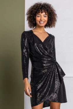 Black Sparkle Embellished Wrap Dress -Outlet Modi Qube Store 52ba8ce0 d56b 47f0 9604 396ccf391639