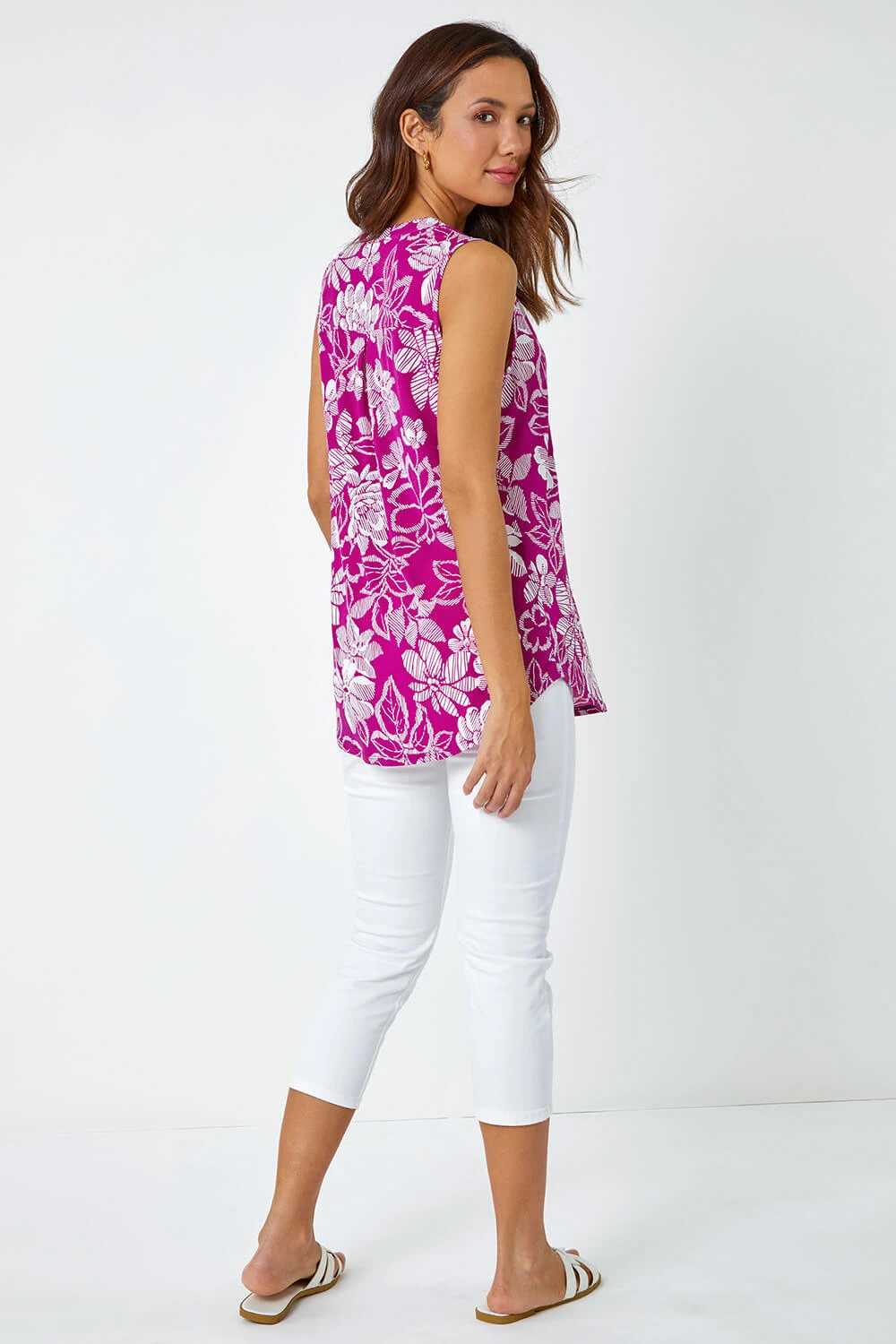 Magenta Textured Floral Print Sleeveless Top 5 Magenta Textured Floral Print Sleeveless Top - Image 3