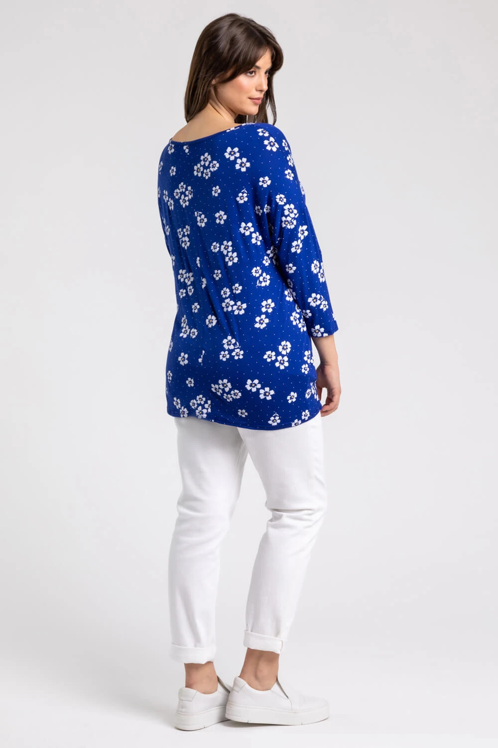 Blue Curve Floral Print Button Down Tie Top 4 Blue Curve Floral Print Button Down Tie Top - Image 2