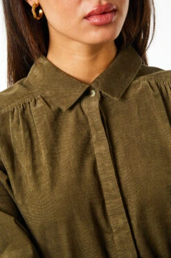 Khaki Corduroy Tunic Shirt Dress -Outlet Modi Qube Store 5531fd0e a07e 4343 806a 622e8f1518f8