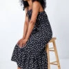 Black Petite Polka Dot Tiered Midi Sundress -Outlet Modi Qube Store 55f2ffaa ed59 433a b8b2 76197898299f