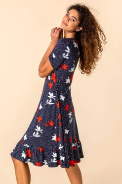 Navy Floral Spot Print Frill Stretch Dress 8 Navy Floral Spot Print Frill Stretch Dress -Outlet Modi Qube Store 56b456c8 84cc 4b0a bf43 5e45c01593da