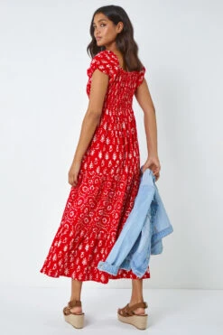 Red Boho Print Tiered Maxi Dress 11 Red Boho Print Tiered Maxi Dress -Outlet Modi Qube Store 584d61c3 2be3 497c 85d2 9e1139a83773