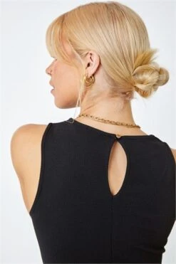 Black Shirred Frill Hem Stretch Dress -Outlet Modi Qube Store 58b87fea 8314 41ef be25 f1c7e8a75efa