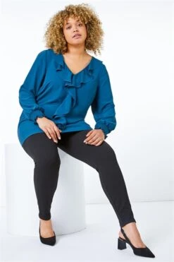 Green Curve Floral Print Tunic Dress