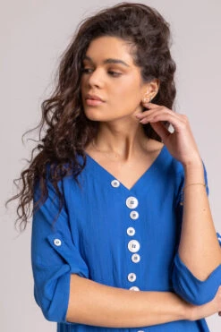 Royal Blue Asymmetric Abstract Button Detail Top -Outlet Modi Qube Store 5c226012 1429 40f9 b698 60af8e58bbcd