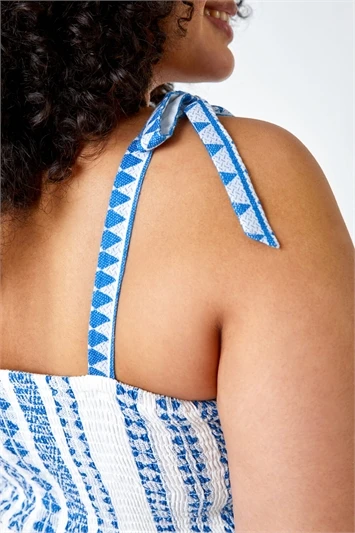 Blue Curve Embroidered Cotton Blend Dress 6 Blue Curve Embroidered Cotton Blend Dress - Image 5