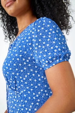 Royal Blue Petite Ditsy Floral Tie Neck Dress -Outlet Modi Qube Store 5d8ef4c7 e2c8 4d49 98b3 807ad028783a