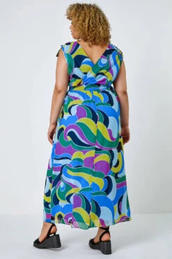 Purple Curve Abstract Shirred Stretch Maxi Dress -Outlet Modi Qube Store 5eb82706 a896 455e b3e1 868885b5e151