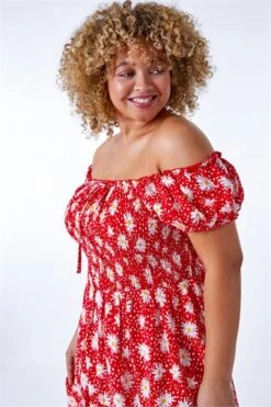 Red Curve Floral Print Midi Dress -Outlet Modi Qube Store 5fd06f65 c379 498b 9347 989eb6795563