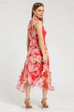 Black Petite Floral Pleated Maxi Dress