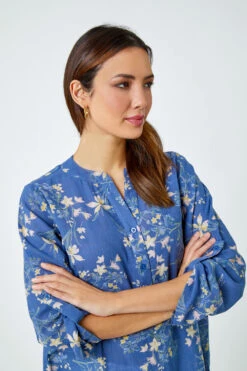 Blue Cotton Floral Print Overshirt -Outlet Modi Qube Store 6569f5f8 094f 46a2 bff2 172d2f17a069
