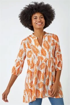 Orange Sleeveless Floral Print Vest -Outlet Modi Qube Store 6663f176 197f 4d5f b09c 4b20f7e13cc5