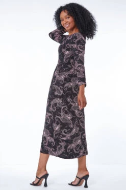 Black Petite Paisley Print Midi Dress -Outlet Modi Qube Store 670bae45 5f6f 4ee3 8dfe f4a91b5fd880