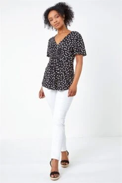 Black Petite Polka Dot Stretch Midi Dress -Outlet Modi Qube Store 68a34f41 16d7 487b 9bf5 fd7ad808b411