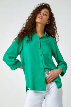 Green Relaxed Longline Shirt