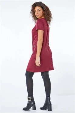 Wine Petite Animal Print Midi Dress