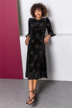 Black Velvet Sheer Sleeve Mini Dress -Outlet Modi Qube Store 6cba4482 79b4 4e50 9601 419915e49590