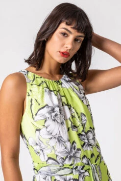 Lime Floral Tie Waist Dipped Hem Dress -Outlet Modi Qube Store 6e86c38d 6134 44da 8456 0aeb2d13356e