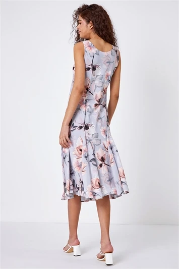 Royal Blue Julianna Floral Print Bias Cut Dress 5 Royal Blue Julianna Floral Print Bias Cut Dress - Image 3