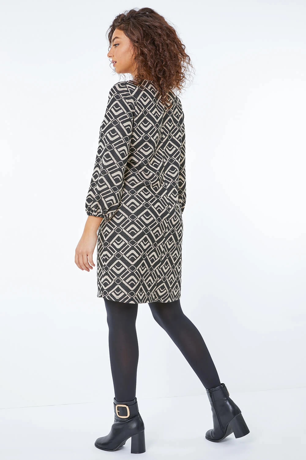 Stone Petite Geo Print Tunic Dress 5 Stone Petite Geo Print Tunic Dress - Image 3