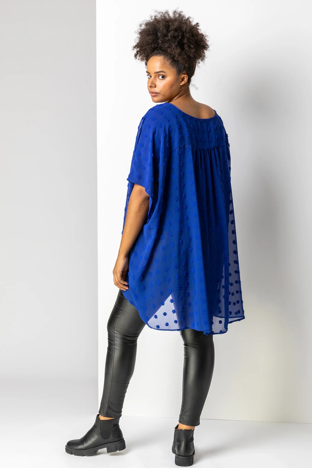 Royal Blue Curve Textured Spot Overlay Top 4 Royal Blue Curve Textured Spot Overlay Top - Image 2