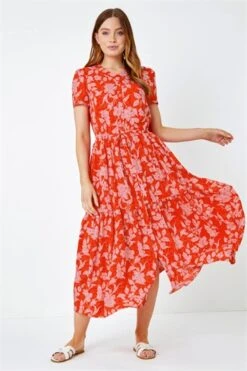 Orange Floral Print Frill Detail Peplum Top -Outlet Modi Qube Store 7421e0a1 7bc0 447a b8d5 a2cc0c395357