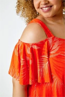 Pink Curve Ombre Print Chiffon Overlay Top