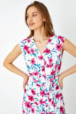 Pink Sleeveless Floral Frill Hem Midi Dress 10 Pink Sleeveless Floral Frill Hem Midi Dress -Outlet Modi Qube Store 760864e3 7947 45c4 9176 9d54248ade3d