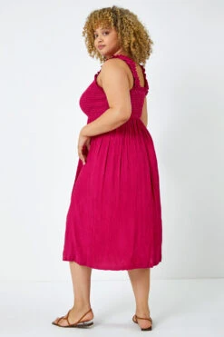Pink Curve Sleeveless Shirred Midi Stretch Dress -Outlet Modi Qube Store 760a2b9f c68d 4f56 9541 2bbfd5f6acb6