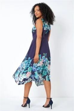 Navy Petite Floral Border Print Top -Outlet Modi Qube Store 76c29f9f 1d9b 41b0 b849 8c531b35de3a