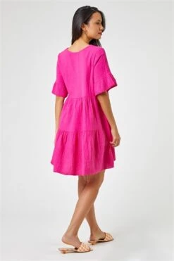 Blue Tile Print Frill Hem Dress -Outlet Modi Qube Store 770020bc 9ee7 4b19 af11 24bbd7849ecd