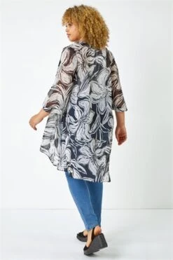 Navy Petite Border Print Embellished Kimono -Outlet Modi Qube Store 7711b050 06ef 400f a1b5 6fbad2ec7998