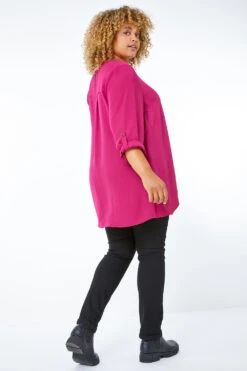 Magenta Curve Linen Look Shirt -Outlet Modi Qube Store 77624a6a 0b2c 476d 8c8a d1aa0ee5fb0c