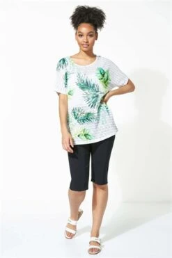 Black Stripe Print Swing Top